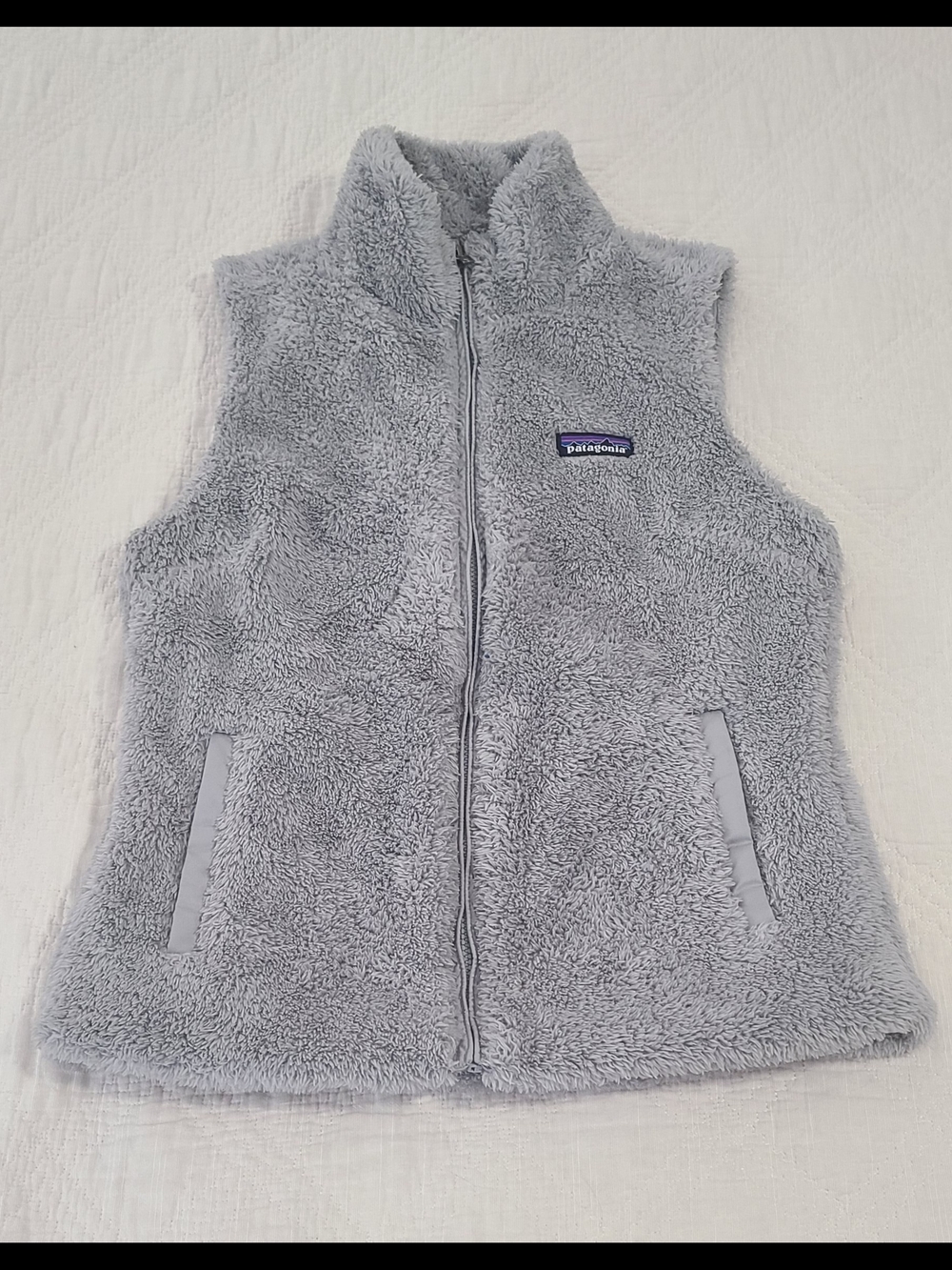 Patagonia Faux Fur Vest In Light Gray - Size Medium